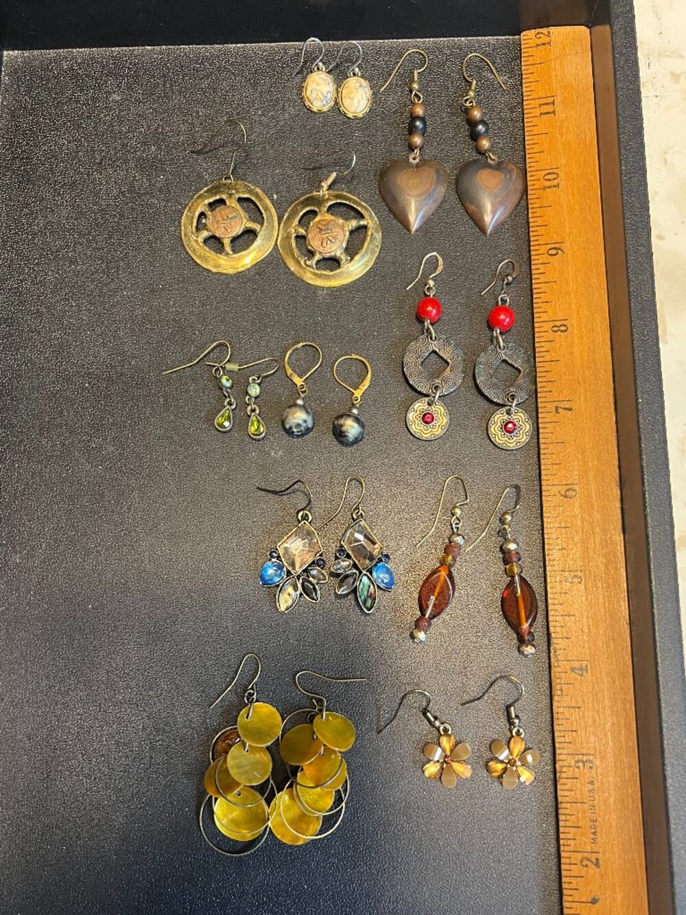Lot of 10 Pairs Goldtone or Brass Boho Earrings